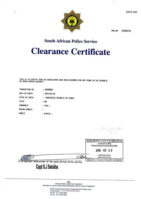south african police clearance certificate.